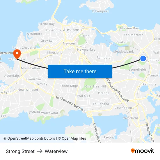 Strong Street to Waterview map