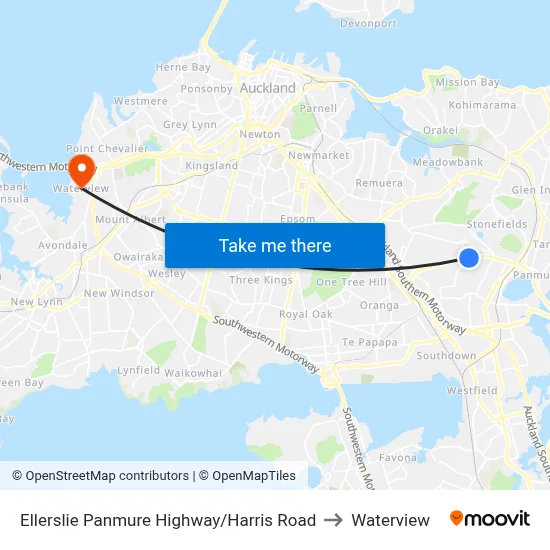 Ellerslie Panmure Highway/Harris Road to Waterview map