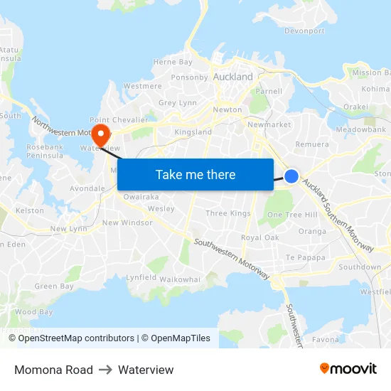 Momona Road to Waterview map