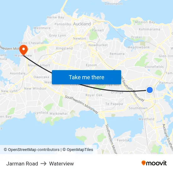 Jarman Road to Waterview map
