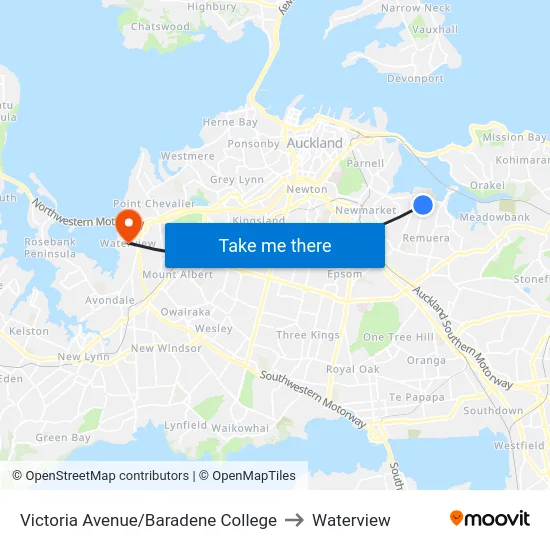 Victoria Avenue/Baradene College to Waterview map