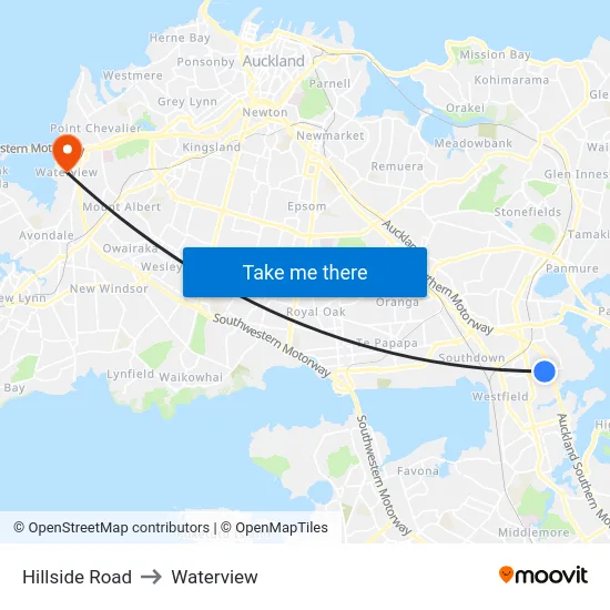 Hillside Road to Waterview map