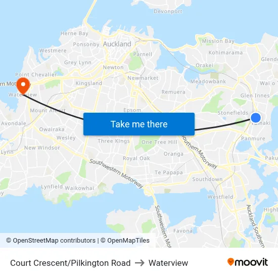 Court Crescent/Pilkington Road to Waterview map