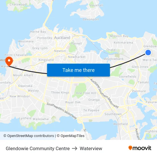 Glendowie Community Centre to Waterview map