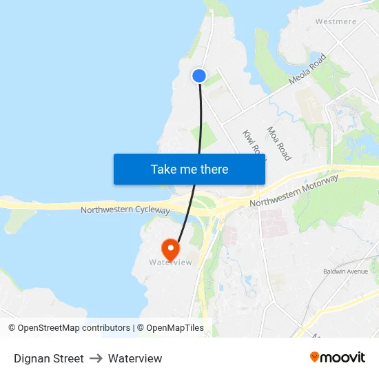 Dignan Street to Waterview map
