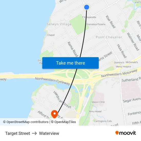 Target Street to Waterview map