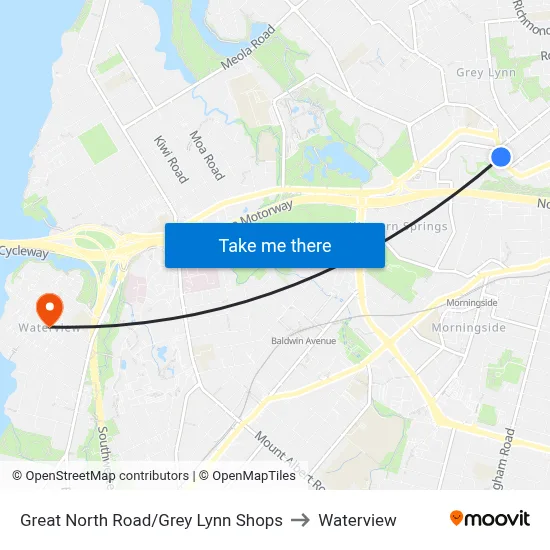 Great North Road/Grey Lynn Shops to Waterview map