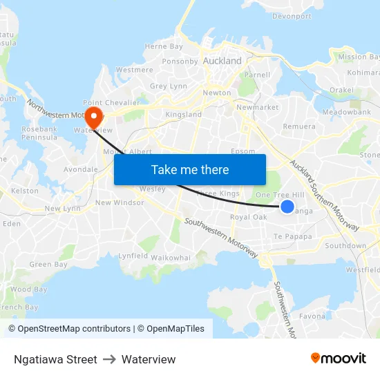 Ngatiawa Street to Waterview map