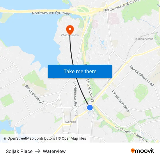 Soljak Place to Waterview map