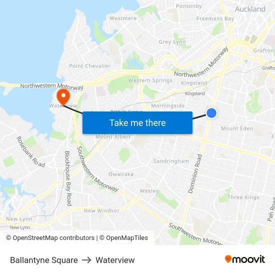 Ballantyne Square to Waterview map