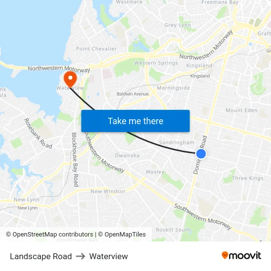 Landscape Road to Waterview map