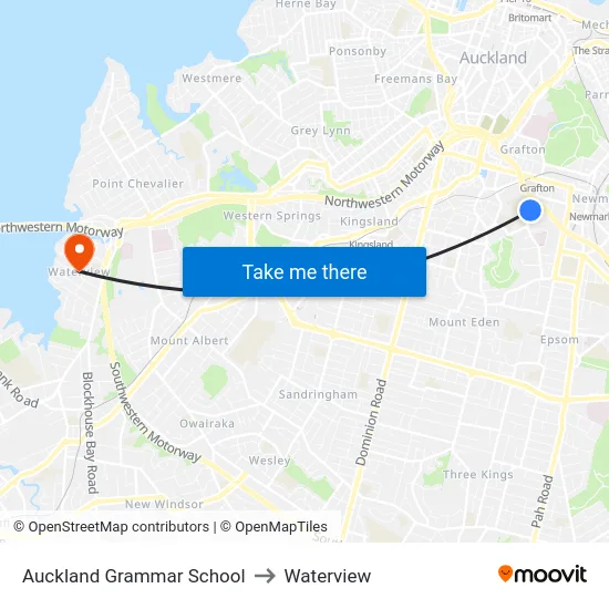 Auckland Grammar School to Waterview map