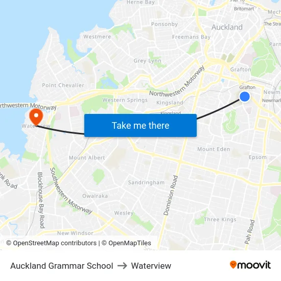 Auckland Grammar School to Waterview map