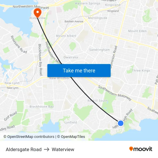 Aldersgate Road to Waterview map