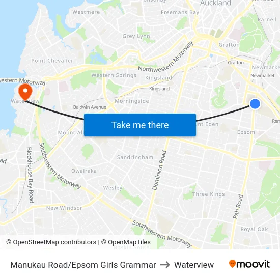 Manukau Road/Epsom Girls Grammar to Waterview map