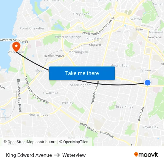 King Edward Avenue to Waterview map