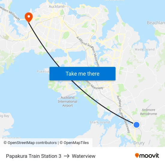 Papakura Train Station 3 to Waterview map