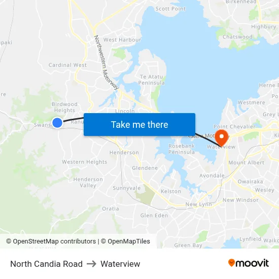 North Candia Road to Waterview map