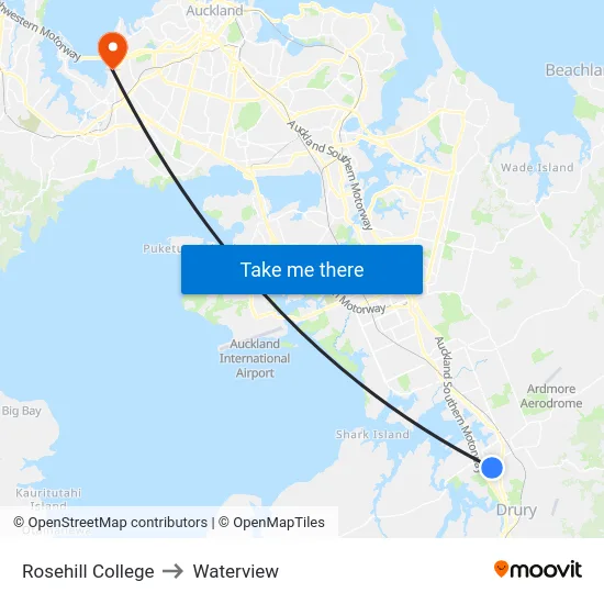 Rosehill College to Waterview map