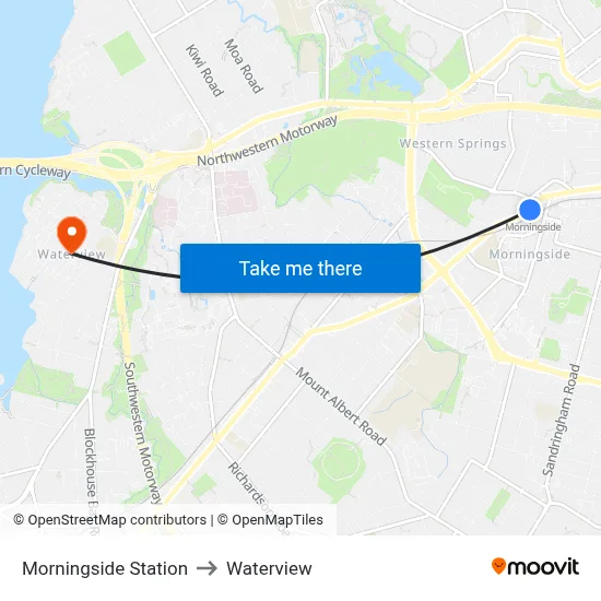 Morningside Station to Waterview map