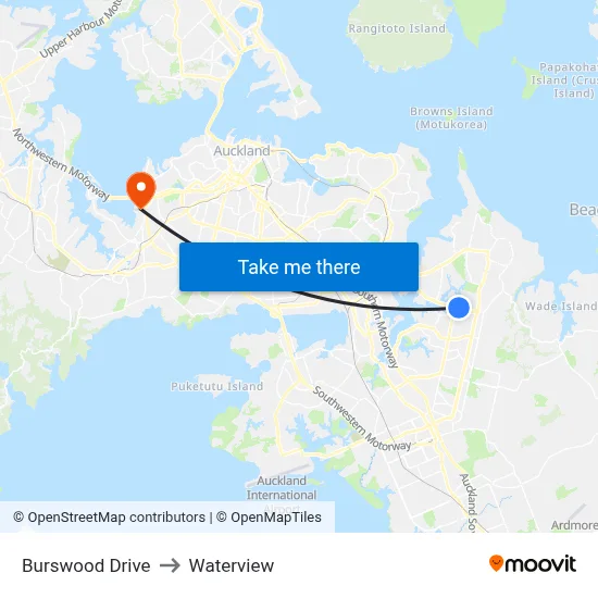 Burswood Drive to Waterview map