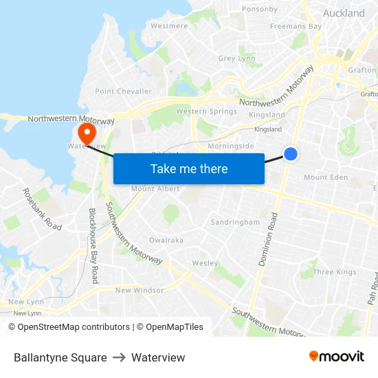 Ballantyne Square to Waterview map