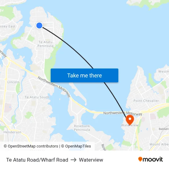 Te Atatu Road/Wharf Road to Waterview map