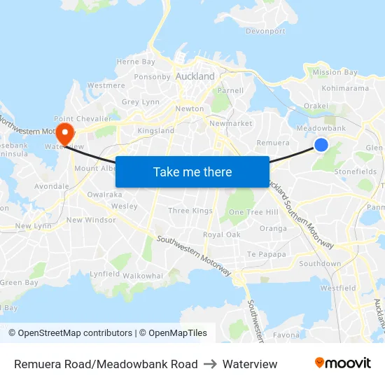 Remuera Road/Meadowbank Road to Waterview map