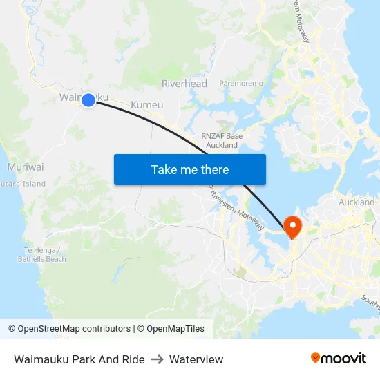 Waimauku Park And Ride to Waterview map