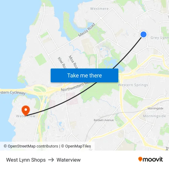 West Lynn Shops to Waterview map