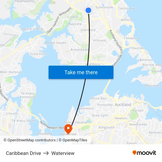 Caribbean Drive to Waterview map