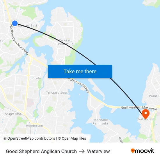 Good Shepherd Anglican Church to Waterview map