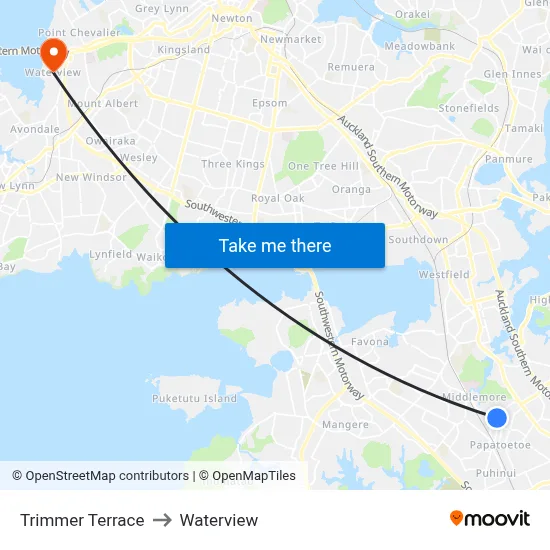 Trimmer Terrace to Waterview map