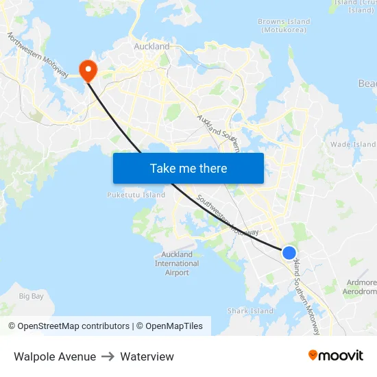 Walpole Avenue to Waterview map