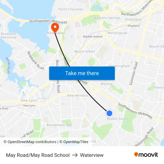 May Road/May Road School to Waterview map