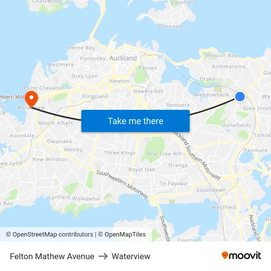 Felton Mathew Avenue to Waterview map