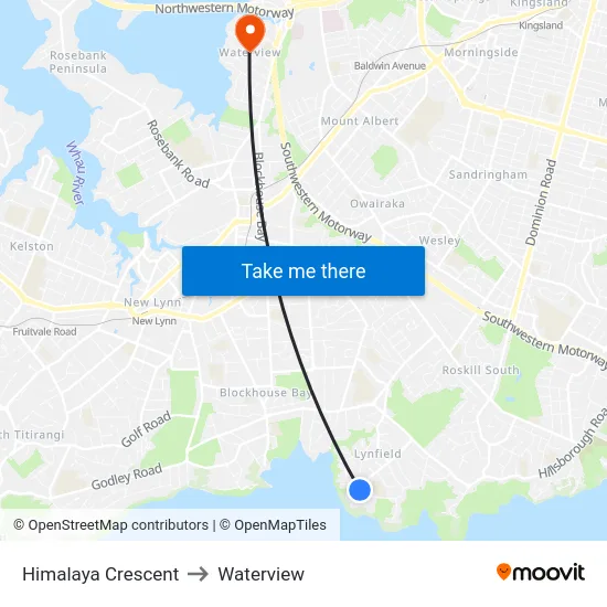 Himalaya Crescent to Waterview map