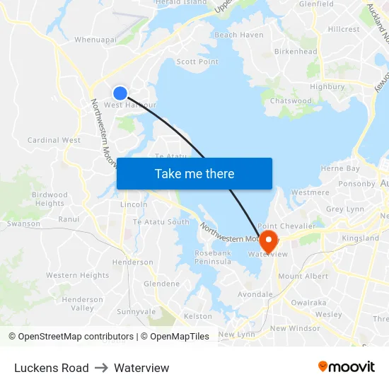 Luckens Road to Waterview map