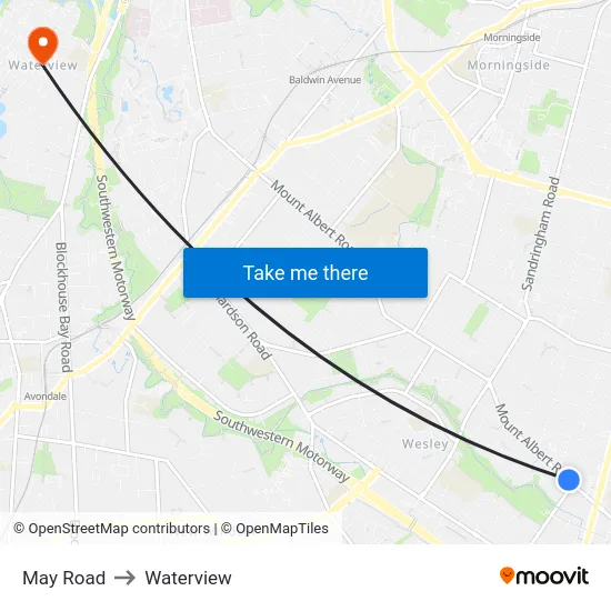 May Road to Waterview map