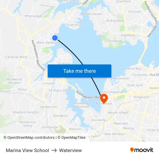 Marina View School to Waterview map