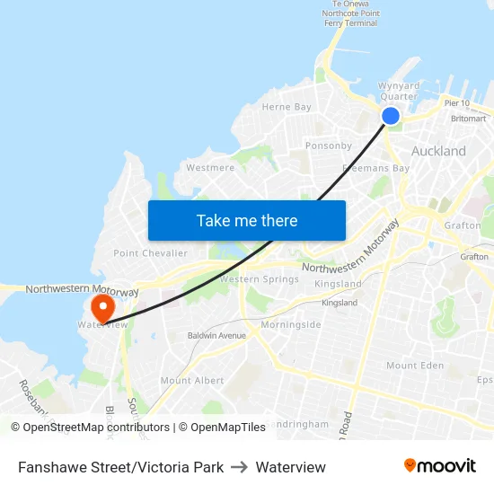 Fanshawe Street/Victoria Park to Waterview map