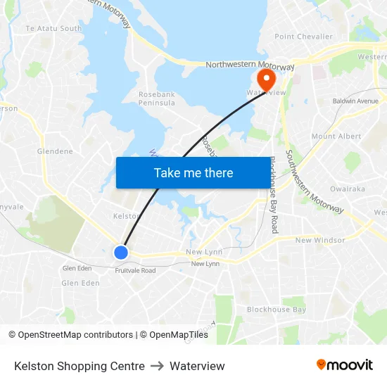 Kelston Shopping Centre to Waterview map
