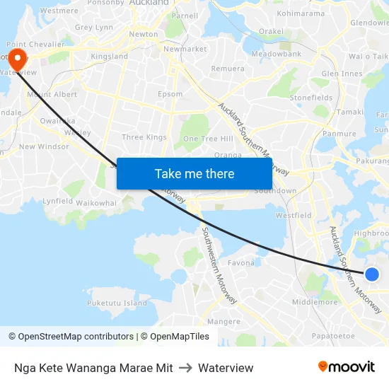 Nga Kete Wananga Marae Mit to Waterview map