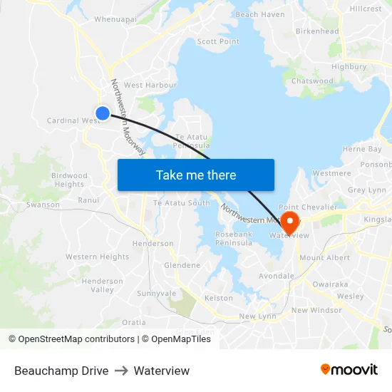 Beauchamp Drive to Waterview map