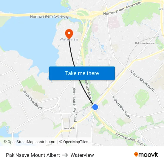 Pak'Nsave Mount Albert to Waterview map