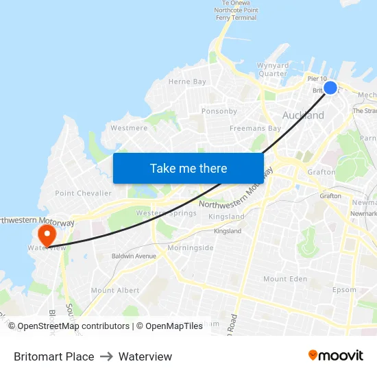 Britomart Place to Waterview map