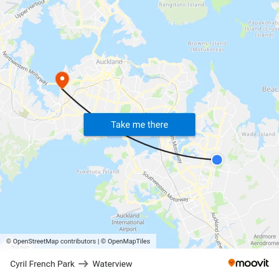 Cyril French Park to Waterview map