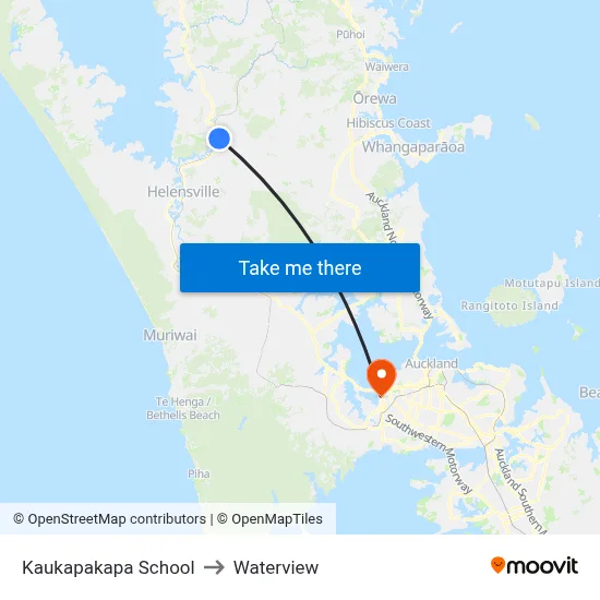 Kaukapakapa School to Waterview map