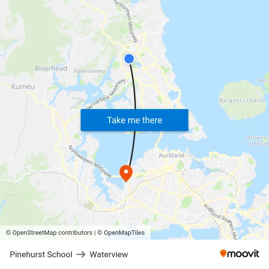 Pinehurst School to Waterview map