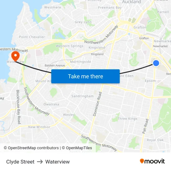 Clyde Street to Waterview map